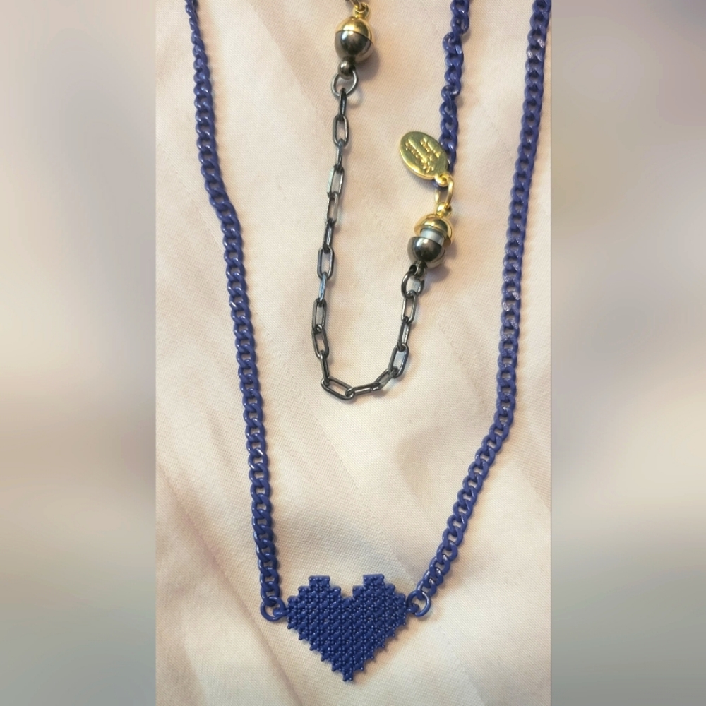 Melania Clara Dark Blue Heart  Necklace